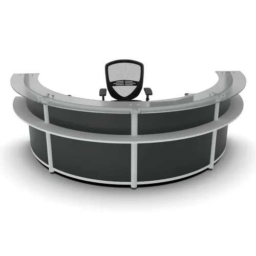  Round Reception Desk With Glass Transaction Top 