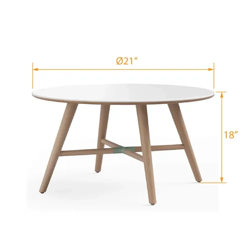  White And Wood Coffee Table 21 inch Diameter 