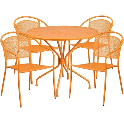 Panini 36 Inch Bistro Garden Set with 4 Round Back Chairs 