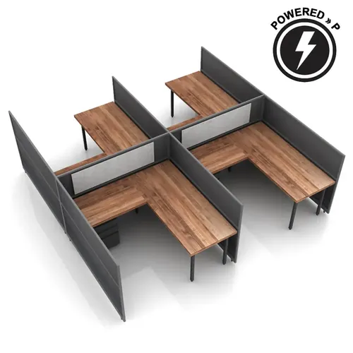  L-Shaped Desk Cubicle 50H 4pack Fixed Powered