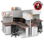  Cubicle Desk L Shaped with Storage 4pack X Cluster NP