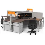 4Pack Office Workstation Powered with Storage