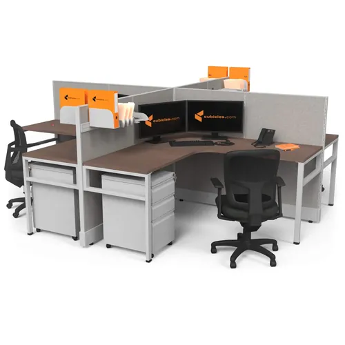 4Pack Office Workstation Powered with Storage