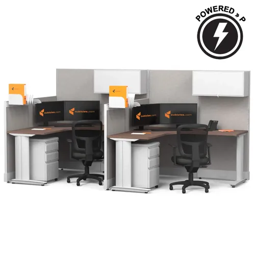 Cubicle Desk L Shaped with Storage 2pack Powered