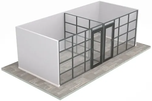  Glass Cubicle Office T Shape