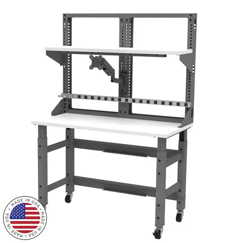  Adjustable Height Workbench With Monitor Mount 48W x 24D