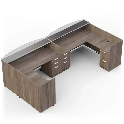 Attract 2 Person Reception Desk Glass Top