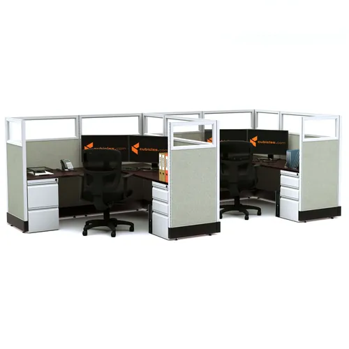  Glass Office Cubicles 53H 2pack Inline Powered