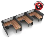  L-Shaped Desk Cubicle 50H 3pack Fixed Non Powered