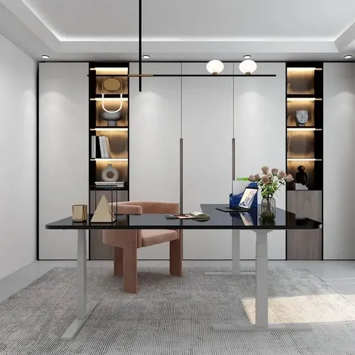  3 Motor L Shape Standing Desk 3 Stages