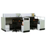  Partial Glass Office Cubicles 53-67H 4pack Cluster Powered