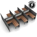  L-Shaped Desk Cubicle 60H 6pack Fixed Powered