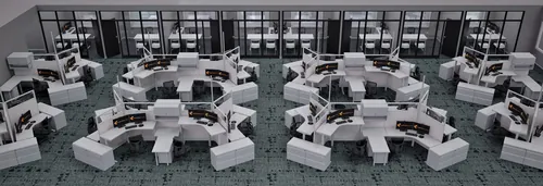 Office Design Solution HW194 - 36 Stations and 8 Offices 