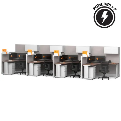  Cubicle Desk L Shaped with Storage 4pack Powered