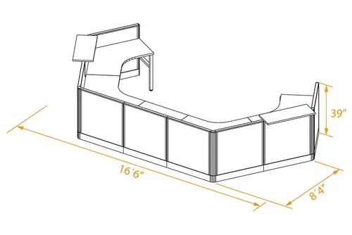  Half Hexagon Reception Desk for 2