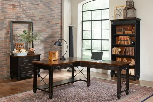 AS1 Distressed L Shaped Desk 2 Piece Set