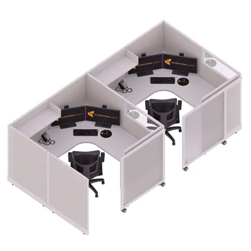  Cubicles with Sliding Doors 53H 2pack Inline