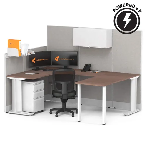  Cubicle Desk U Shaped with Storage 1pack Powered
