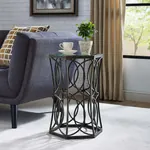  Steel Side Table with Glass Top 19 inch diameter