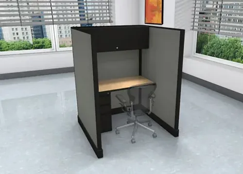 O2 Call Center Cubicles 4x4 67H With Pedestal And Overhead Storage