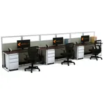  Open Office Desks 53H 3pack Glass Inline Powered
