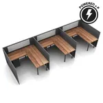  L-Shaped Desk Cubicle 50H 3pack Fixed Powered