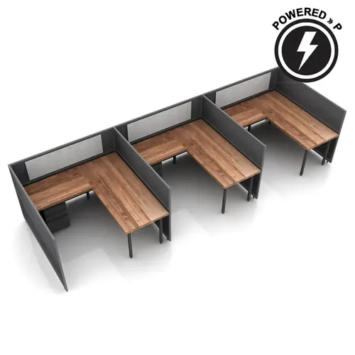  L-Shaped Desk Cubicle 50H 3pack Fixed Powered