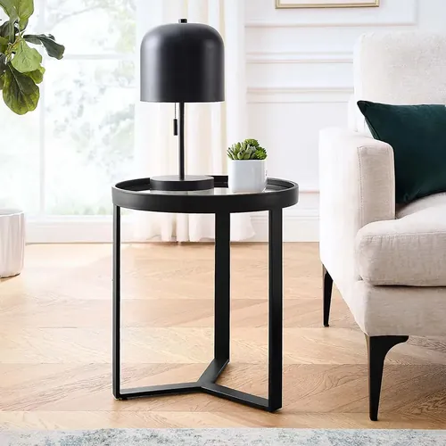  Metal and Glass Side Table 17 inch diameter