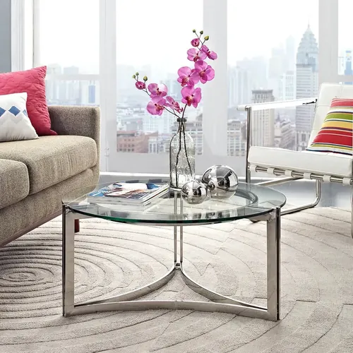  Statement Stainless Steel Coffee Table 31 inch diameter
