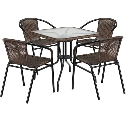 Monty Rattan Table and 4 Chairs 28 Inch
