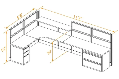  Reception Desk L Shaped with Glass