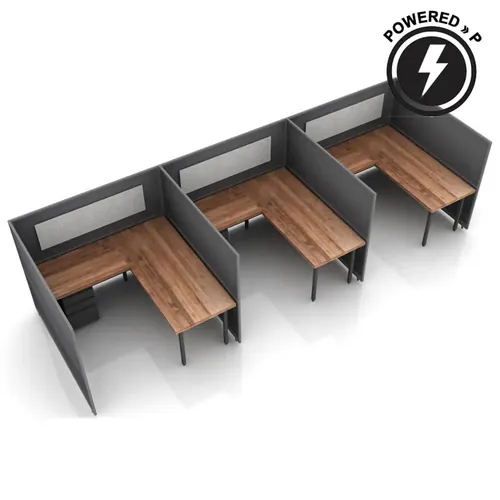  L-Shaped Desk Cubicle 60H 3pack Fixed Powered