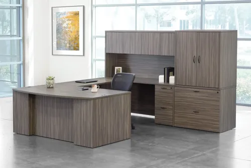  Modern U Shaped Desk With Storage Novato 107W x 112D