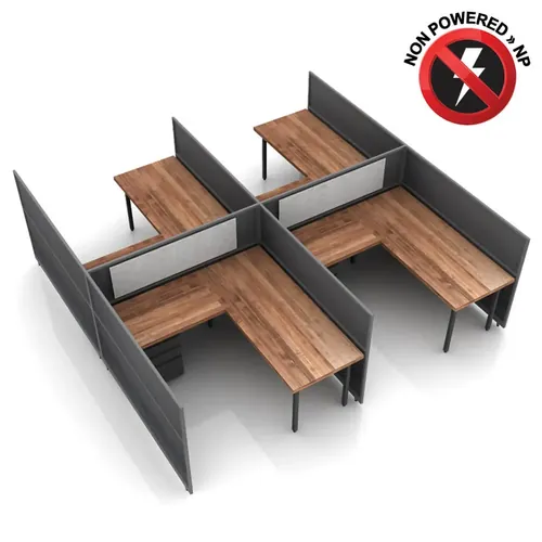  L-Shaped Desk Cubicle 50H 4pack Fixed Non Powered