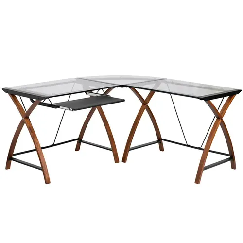 Fletcher L Shaped Glass Desk 