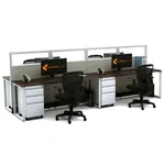  Open Office Desks 53H 4pack Glass Cluster Powered
