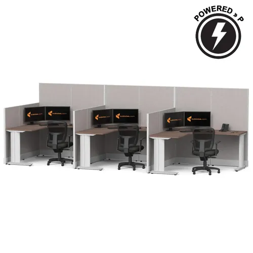  Cubicle Desk L Shaped 3pack Powered