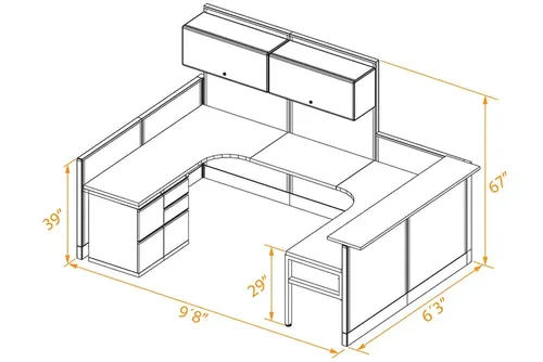  U Shaped Reception Desk with Storage