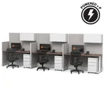  Cubicle Desk Straight with Storage 3pack Powered