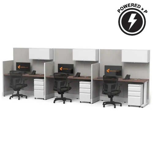 Cubicle Desk Straight with Storage 3pack Powered