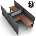  L-Shaped Desk Cubicle 60H 2pack Fixed Powered