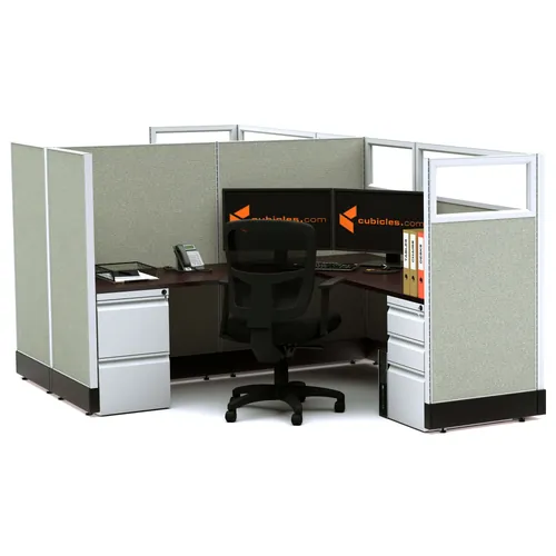  Partial Glass Office Cubicles 53H 2pack Cluster Powered