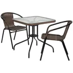 Monty Rattan Table and 2 Chairs Set 28 Inch