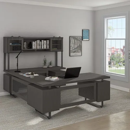 ID1 Industrial U Shaped Desk with Hutch