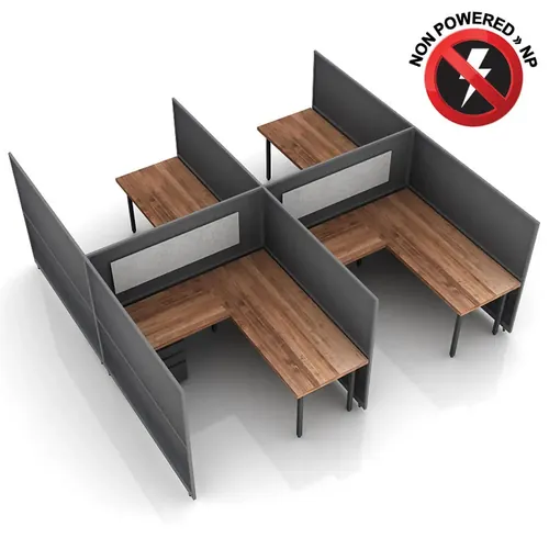  L-Shaped Desk Cubicle 60H 4pack Fixed Non Powered