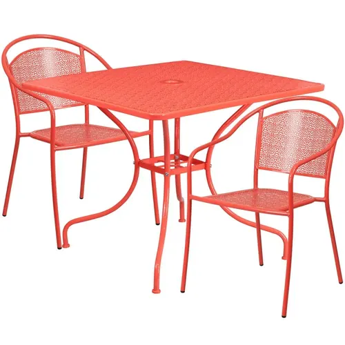 Panini 36 Inch Metal Patio Bistro Set with 2 chairs 
