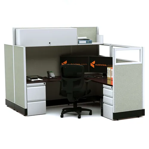  Partial Glass Office Cubicles 53-67H 2pack Cluster Powered