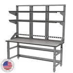  Heavy Duty Workbench With Double Upper Fixed Shelves 72W x 30D