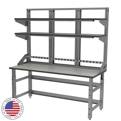  Heavy Duty Workbench With Double Upper Fixed Shelves 72W x 30D