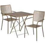 Panini 28 Inch Metal Bistro Table Set with 2 Chairs Foldable